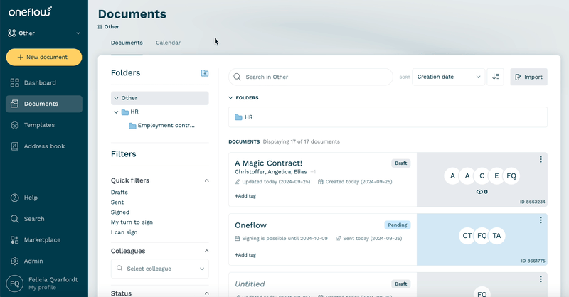 Signing order – Oneflow Help Center