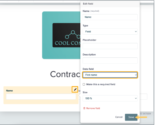 Adding a data field to a form field