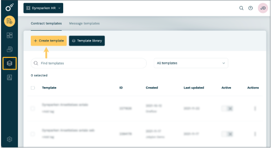 Create template button in Oneflow