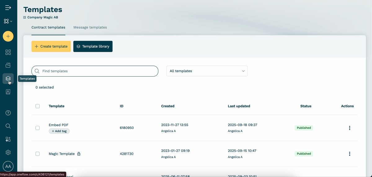 Adding a product table to a Oneflow template