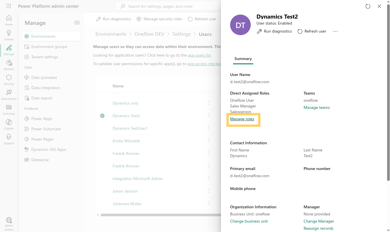 Manage Roles