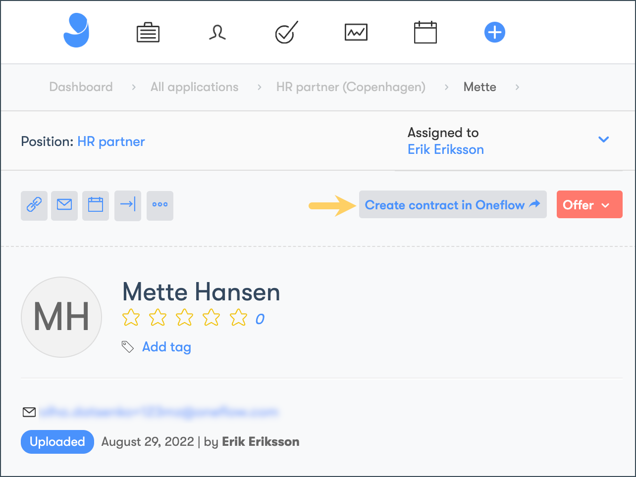 Create contract in Oneflow button