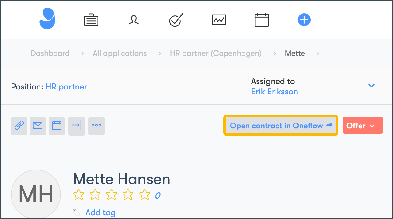 Open contract in Oneflow button