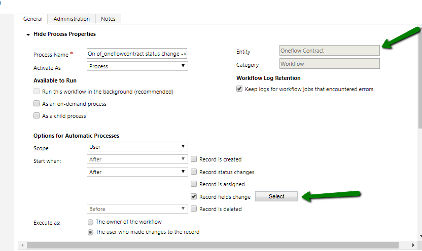 Workflow trigger configuration