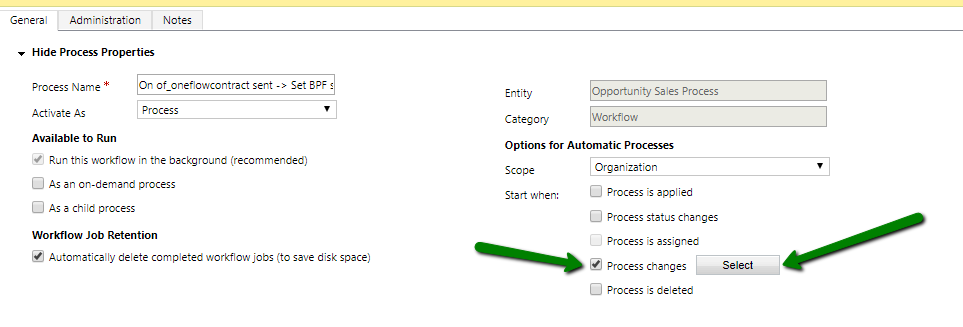 Trigger condition for BPF workflow