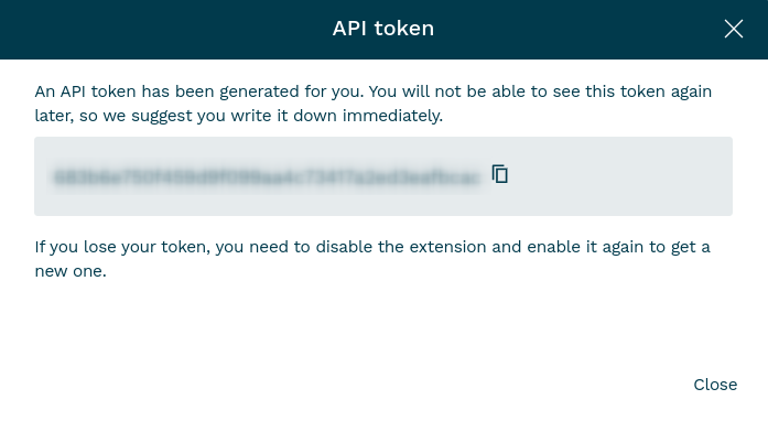Copy API token from Oneflow