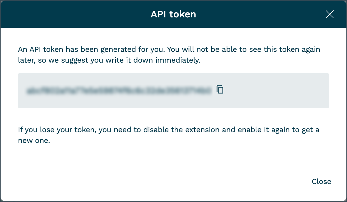 Oneflow API Token display