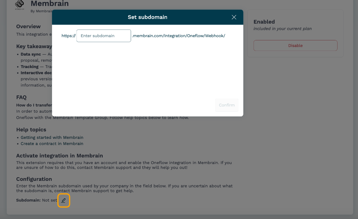 Editing Membrain subdomain in Oneflow