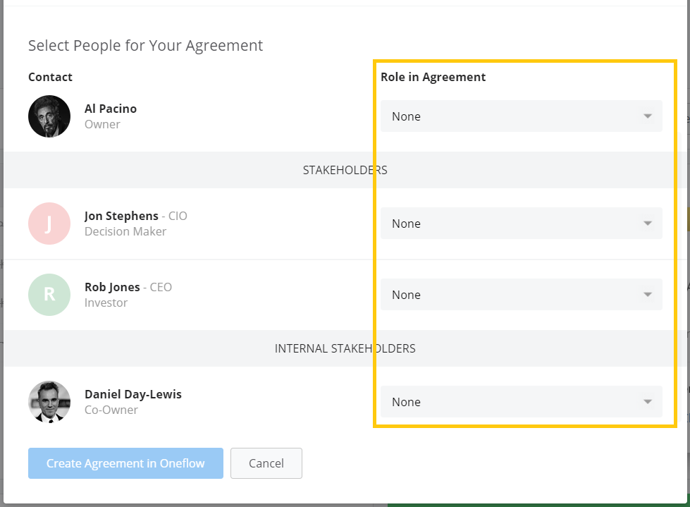 Assigning contract roles