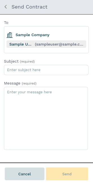 Email subject and message fields