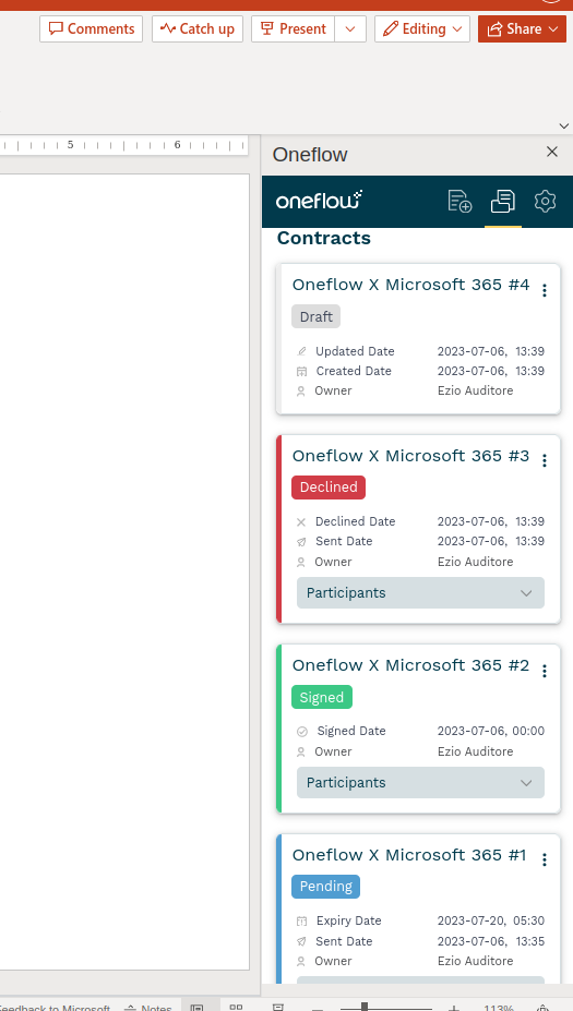Contract status view