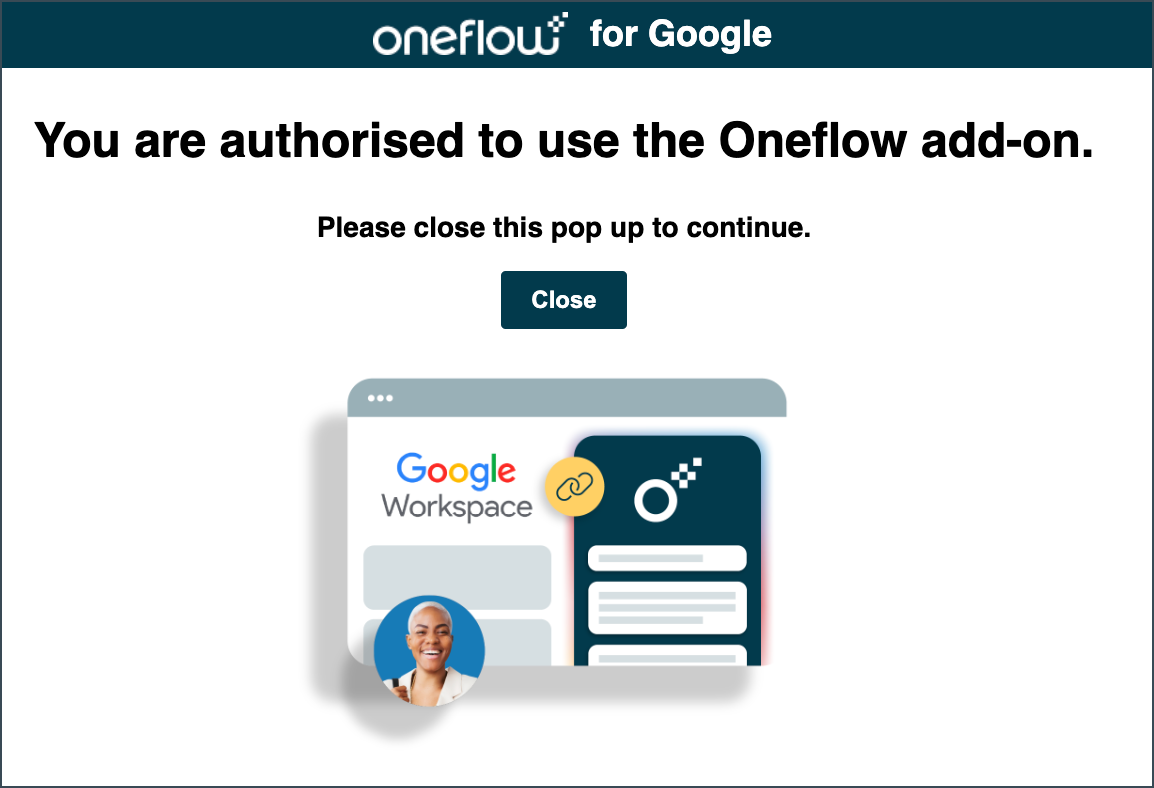 Authorization success message