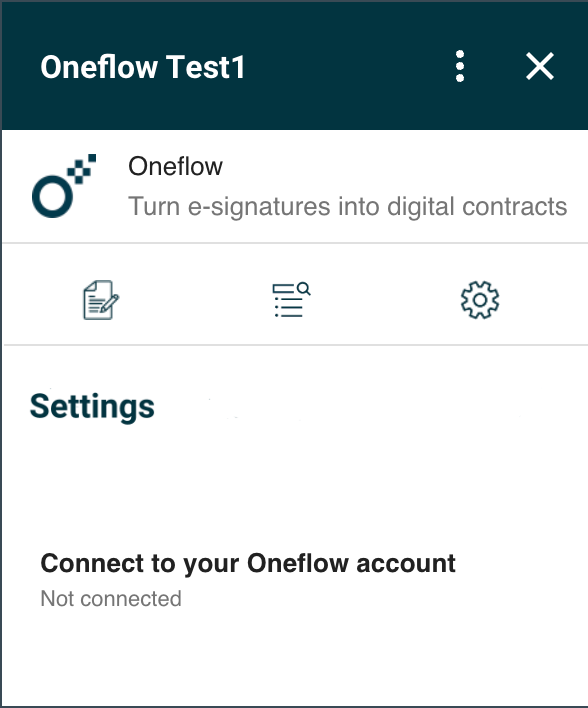 Settings icon in add-on