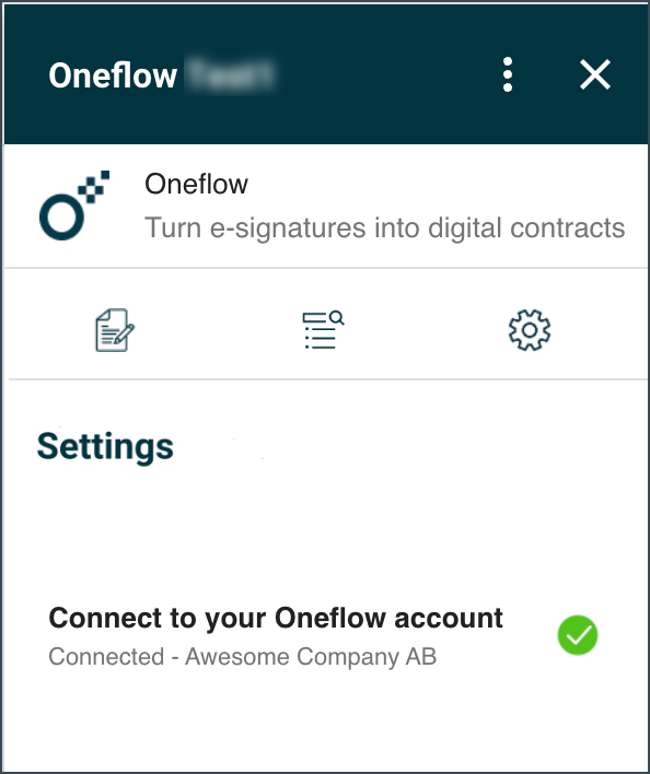 Connected account checkmark
