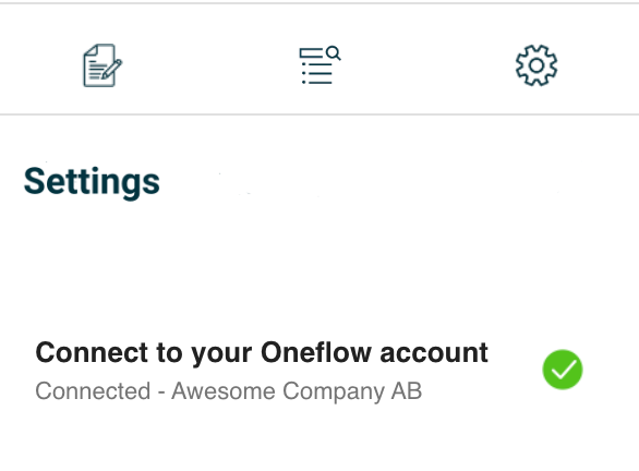 Settings menu in add-on