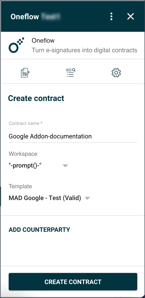 Create contract dialog