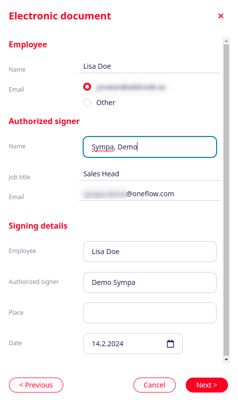 Signer details