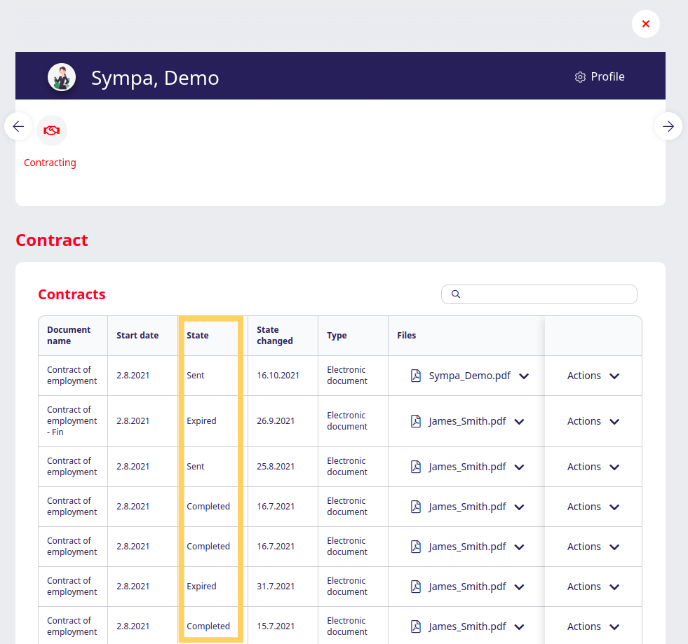 Checking contract status