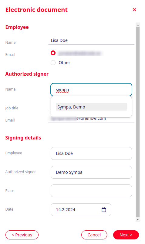 Updating authorized signer
