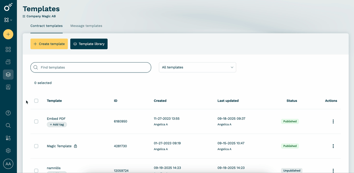 Creating a template in Oneflow