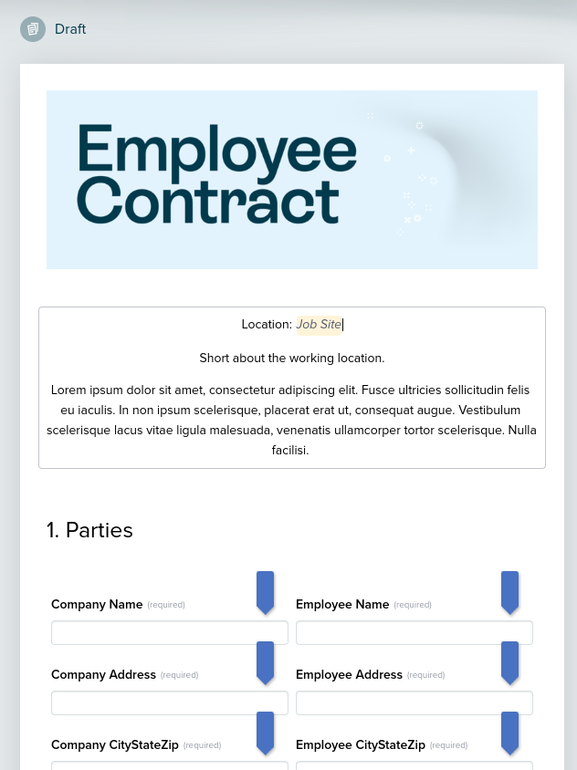 Text section cursor placement