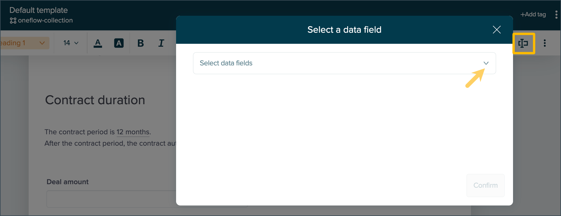 Selecting data field