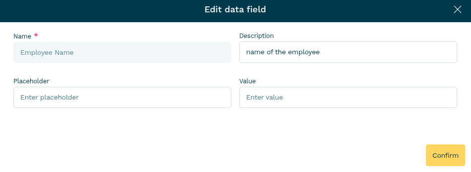 Customizing data field attributes