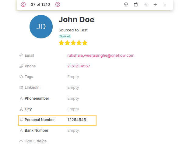 Custom data field successfully created