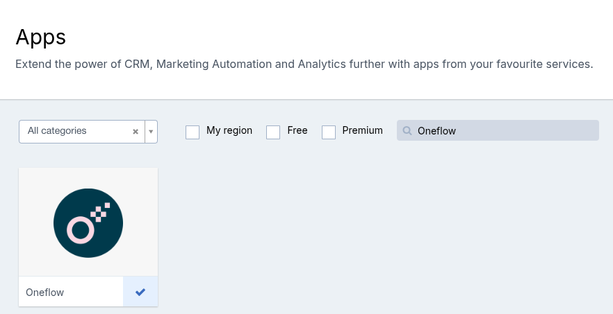 Oneflow app in Upsales directory