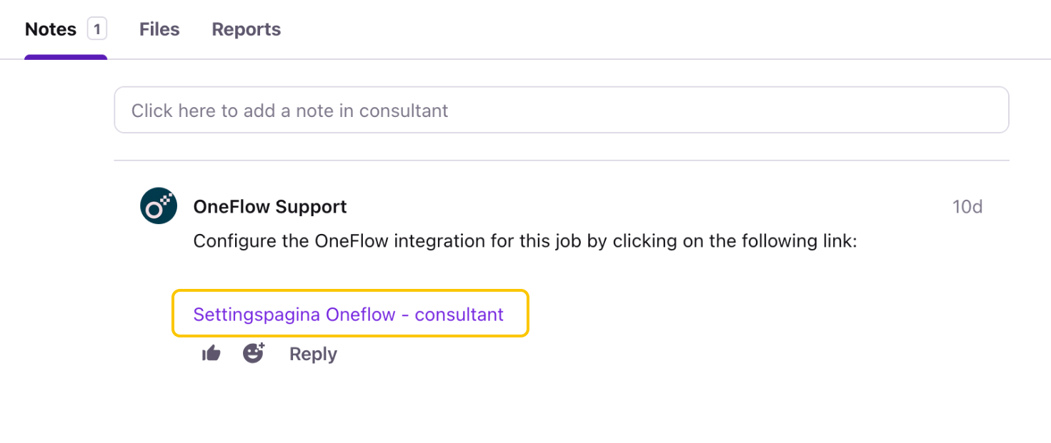 Job settings link