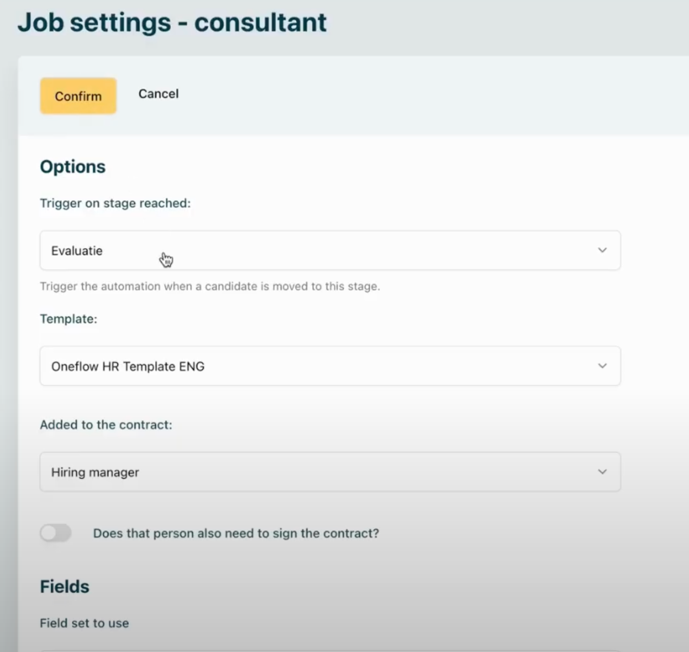 Job-specific settings