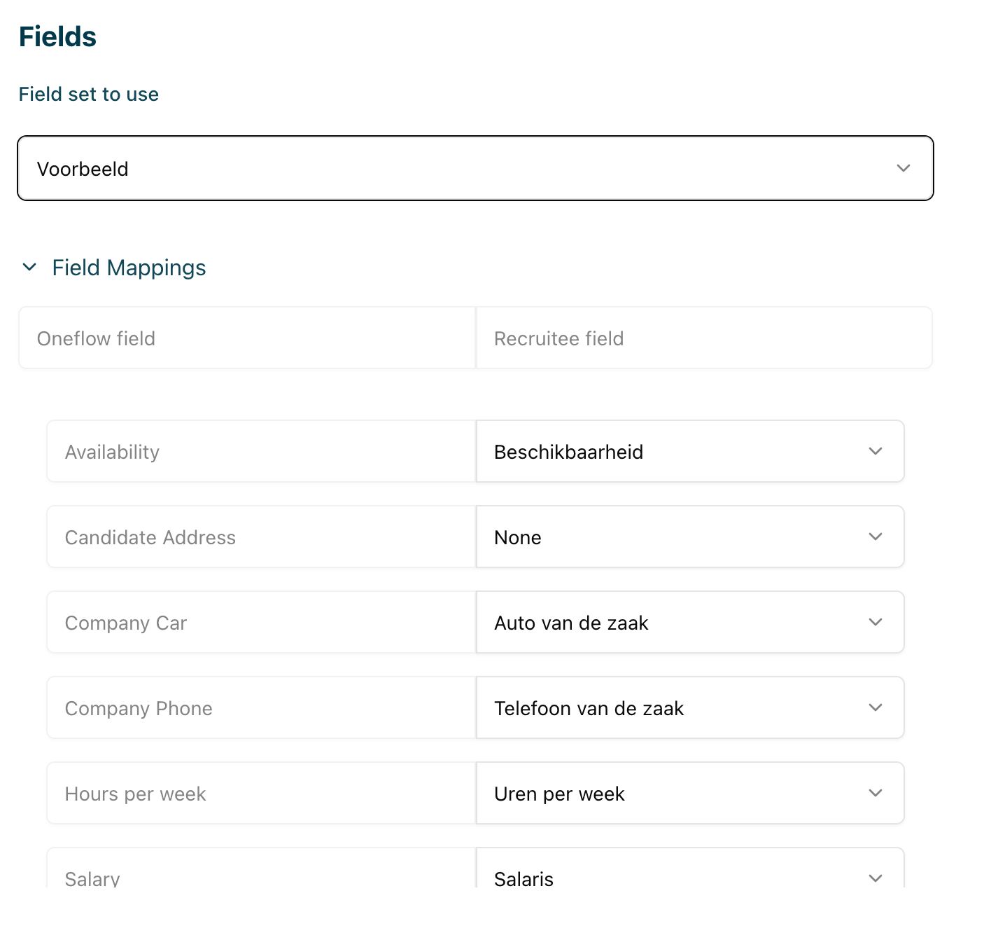 Field mapping configuration