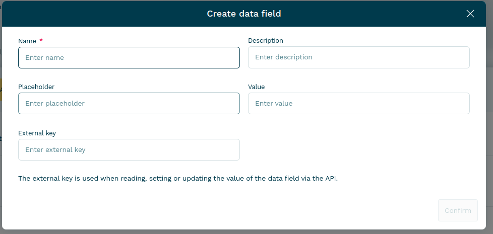 Add data field button