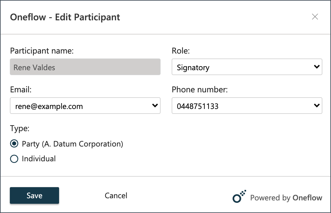 Update Participant Details