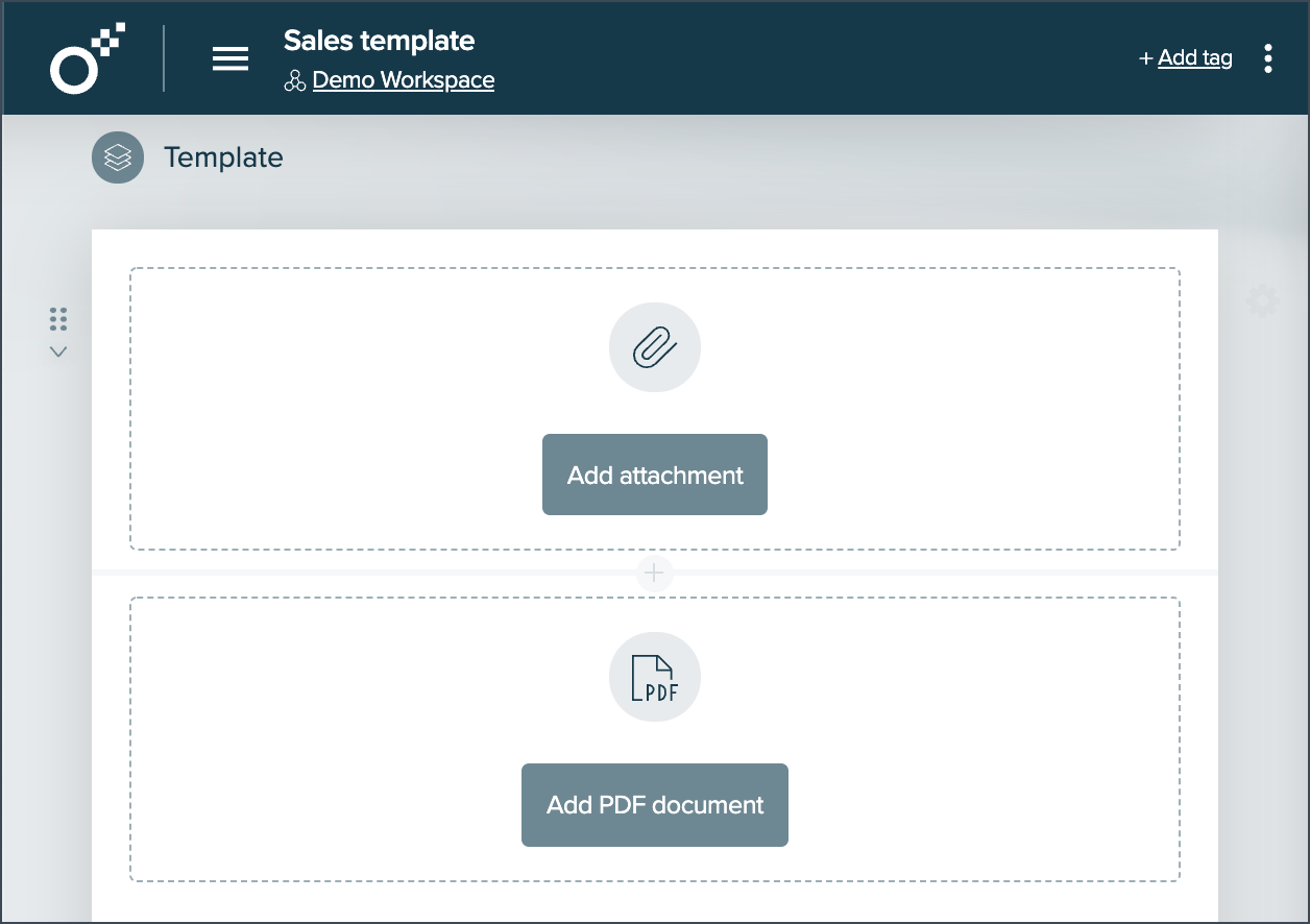 Template with PDF and Attachment Sections