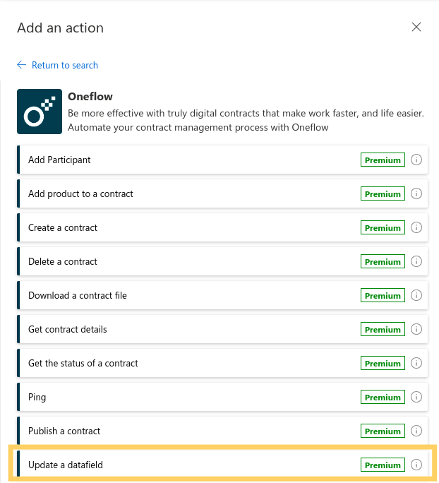 Update a data field action