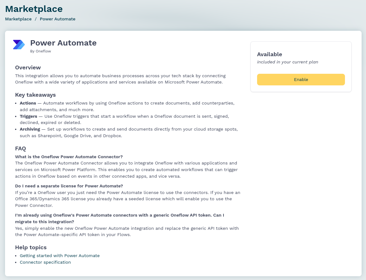Enabling Power Automate extension