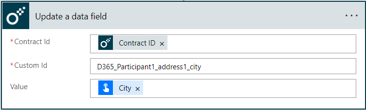 Update a data field parameters
