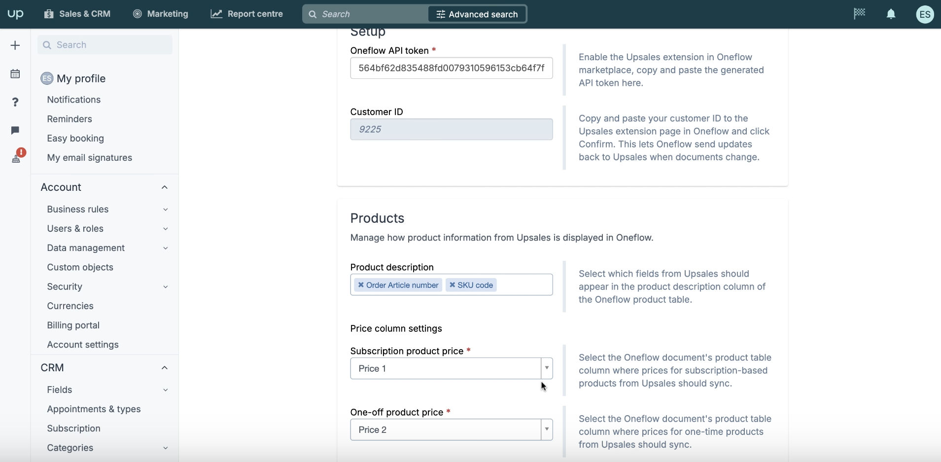 Mapping fields to product description