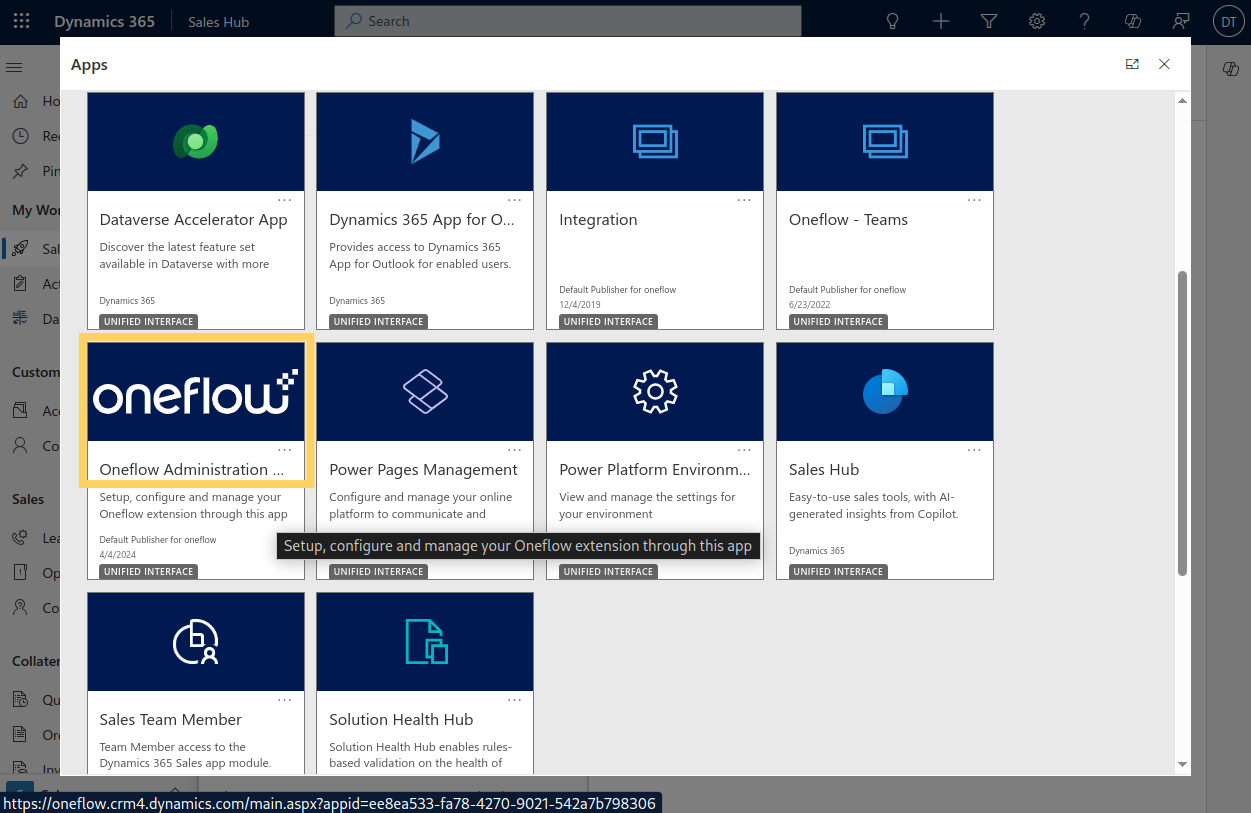 Select Oneflow Administration