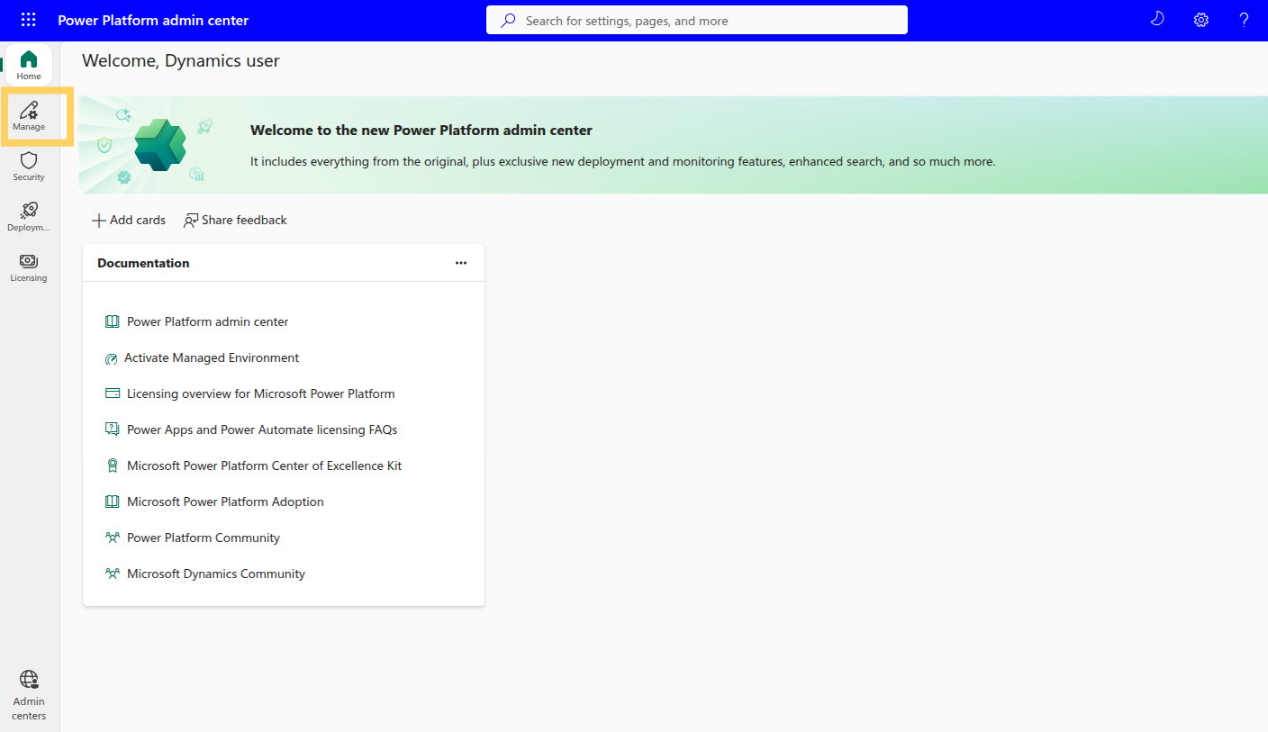 Power Platform Admin Center